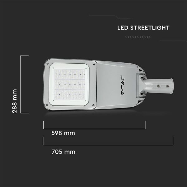 LED Φωτιστικό Δρόμου 120W V-TAC PRO Samsung Chip 15600lm Γκρι Αδιάβροχο IP66 Φυσικό Λευκό 4000K – 542