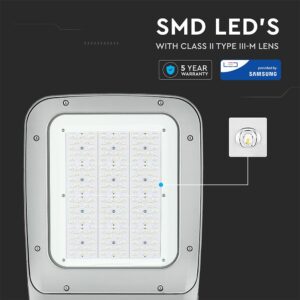 LED Φωτιστικό Δρόμου 120W V-TAC PRO Samsung Chip 15600lm Γκρι Αδιάβροχο IP66 Φυσικό Λευκό 4000K – 542