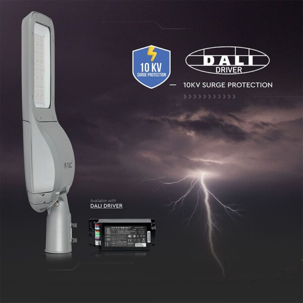 LED Φωτιστικό Δρόμου 120W V-TAC PRO Samsung Chip 15600lm Γκρι Αδιάβροχο IP66 Φυσικό Λευκό 4000K – 542
