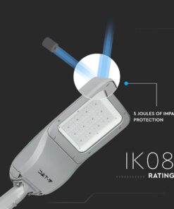 LED Φωτιστικό Δρόμου 120W V-TAC PRO Samsung Chip 15600lm Γκρι Αδιάβροχο IP66 Φυσικό Λευκό 4000K – 542