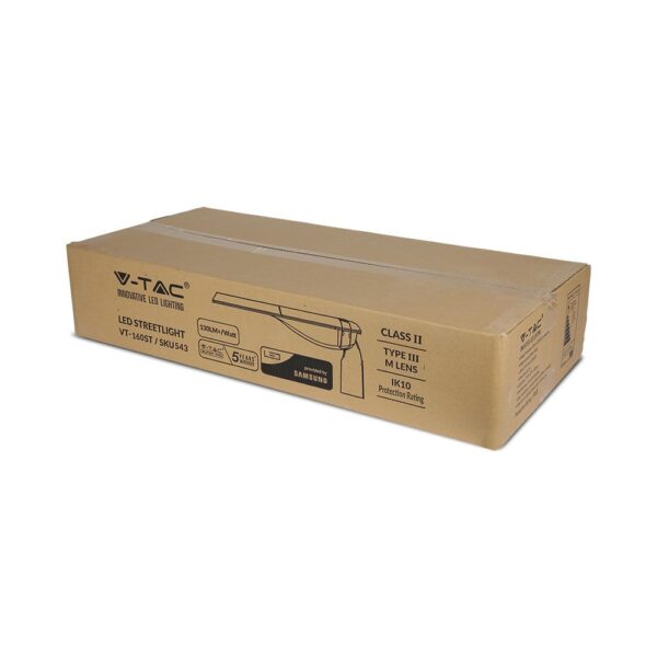 LED Φωτιστικό Δρόμου 160W V-TAC PRO Samsung Chip 20800lm Γκρι Αδιάβροχο IP66 Φυσικό Λευκό 4000K – 543
