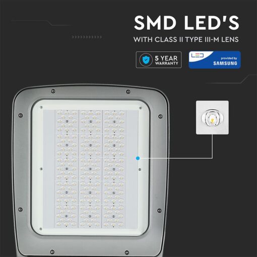 LED Φωτιστικό Δρόμου 160W V-TAC PRO Samsung Chip 20800lm Γκρι Αδιάβροχο IP66 Φυσικό Λευκό 4000K – 543