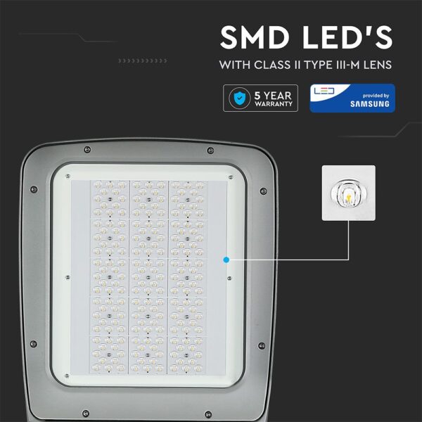 LED Φωτιστικό Δρόμου 160W V-TAC PRO Samsung Chip 20800lm Γκρι Αδιάβροχο IP66 Φυσικό Λευκό 4000K – 543