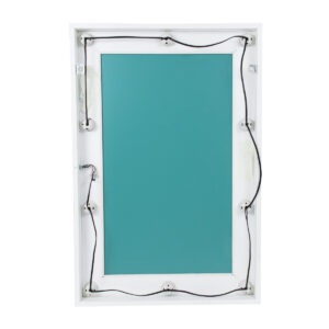 GloboStar® MAKEUP MIRROR-60×90-4 Μοντέρνος Καθρέπτης Μακιγιάζ με Πλαίσιο Φυσικού Ξύλου με Διακόπτη On/Off 10 x E27 AC220-240V – Μ60 x Π7 x Υ90cm – Λευκή Λάκα