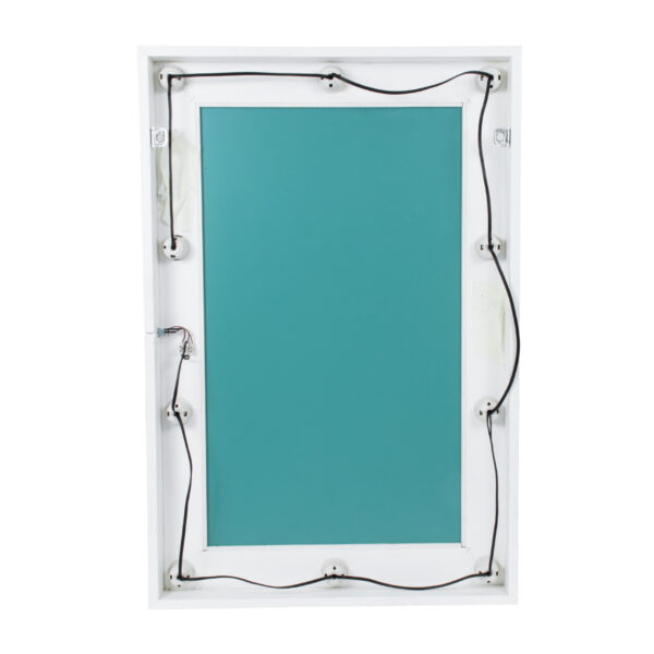 GloboStar® MAKEUP MIRROR-60×90-4 Μοντέρνος Καθρέπτης Μακιγιάζ με Πλαίσιο Φυσικού Ξύλου με Διακόπτη On/Off 10 x E27 AC220-240V – Μ60 x Π7 x Υ90cm – Λευκή Λάκα