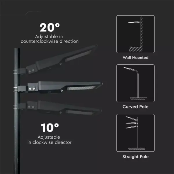 LED ηλιακό φωτιστικό δρόμου 40W (120lm/w) φυσικό λευκό 4000K μαύρο σώμα V-TAC – 5503