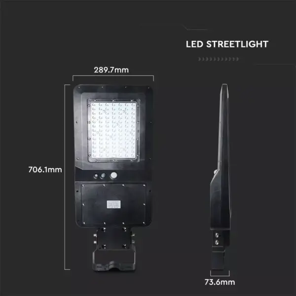 LED ηλιακό φωτιστικό δρόμου 40W (120lm/w) φυσικό λευκό 4000K μαύρο σώμα V-TAC – 5503