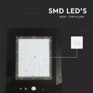LED ηλιακό φωτιστικό δρόμου 40W (120lm/w) φυσικό λευκό 4000K μαύρο σώμα V-TAC – 5503