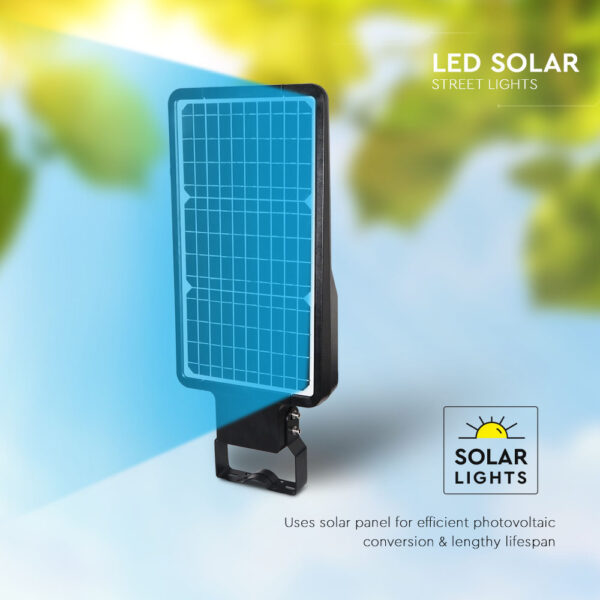 Led Ηλιακό Φωτιστικό Δρόμου 40W  IP65 Μαύρο με Ανιχνευτή Κίνησης και Αισθητήρα Φωτός  V-TAC  Ψυχρό Λευκό – 5504