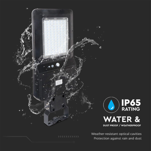 Led Ηλιακό Φωτιστικό Δρόμου 40W  IP65 Μαύρο με Ανιχνευτή Κίνησης και Αισθητήρα Φωτός  V-TAC  Ψυχρό Λευκό – 5504