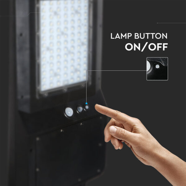 Led Ηλιακό Φωτιστικό Δρόμου 40W  IP65 Μαύρο με Ανιχνευτή Κίνησης και Αισθητήρα Φωτός  V-TAC  Ψυχρό Λευκό – 5504