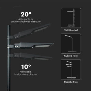 Led Ηλιακό Φωτιστικό Δρόμου 40W  IP65 Μαύρο με Ανιχνευτή Κίνησης και Αισθητήρα Φωτός  V-TAC  Ψυχρό Λευκό – 5504