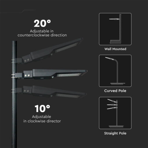 Led Ηλιακό Φωτιστικό Δρόμου 40W  IP65 Μαύρο με Ανιχνευτή Κίνησης και Αισθητήρα Φωτός  V-TAC  Ψυχρό Λευκό – 5504