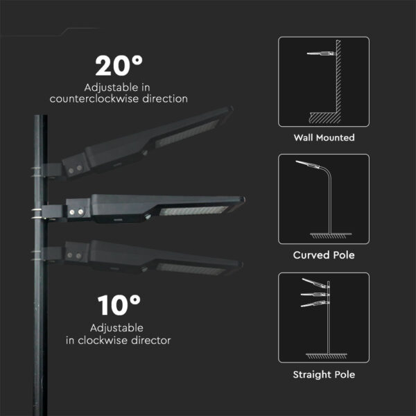 Led Ηλιακό Φωτιστικό Δρόμου 40W  IP65 Μαύρο με Ανιχνευτή Κίνησης και Αισθητήρα Φωτός  V-TAC  Ψυχρό Λευκό – 5504