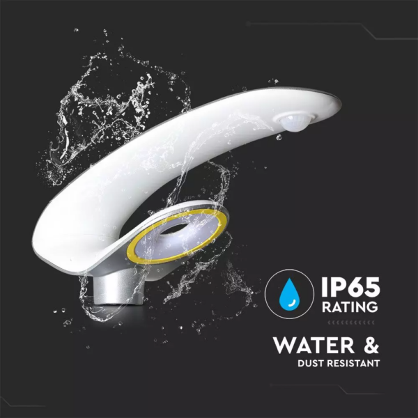 Ηλιακό φωτιστικό κήπου LED 20W IP65 Φυσικό λευκό 4000K με ασημί και λευκό σώμα και ανιχνευτή κίνησης V-TAC – 5505