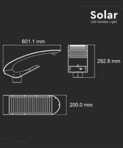 Ηλιακό φωτιστικό κήπου LED 20W IP65 Φυσικό λευκό 4000K με ασημί και λευκό σώμα και ανιχνευτή κίνησης V-TAC – 5505