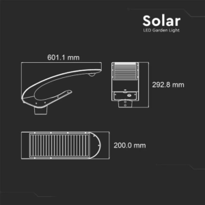 Ηλιακό φωτιστικό κήπου LED 20W IP65 Φυσικό λευκό 4000K με ασημί και λευκό σώμα και ανιχνευτή κίνησης V-TAC – 5505