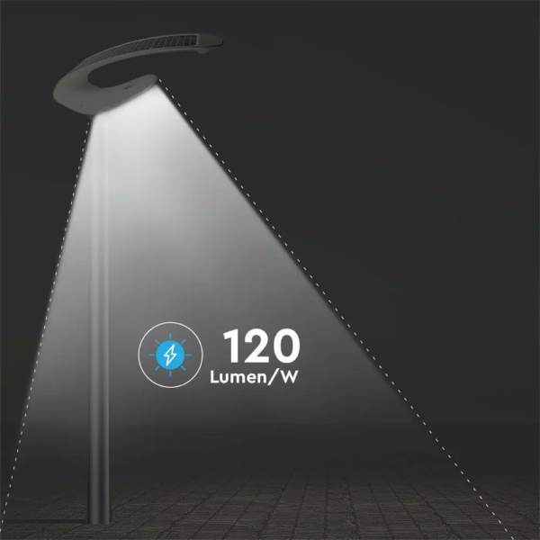 Ηλιακό φωτιστικό κήπου LED 20W IP65 Φυσικό λευκό 4000K με ασημί και λευκό σώμα και ανιχνευτή κίνησης V-TAC – 5505