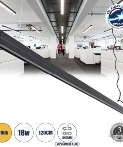 GloboStar® OFFICE 61025-P Γραμμικό Κρεμαστό Φωτιστικό Linear LED 18W 2170lm 120° AC 220-240V Μ120 x Π2 x Υ4cm Θερμό Λευκό 2700K – Μαύρο – 3 Years Warranty