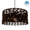 GloboStar® VERA 00920 Vintage Κρεμαστό Φωτιστικό Οροφής Μονόφωτο 1 x E27 Πλέγμα με Σκούρο Καφέ Σχοινί Φ50 x Y30cm