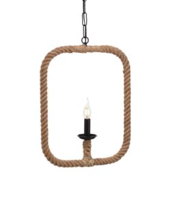 Κρεμαστό Φωτιστικό Οροφής Μονόφωτο Ορθογώνιο E14 Σχοινί-Μέταλλο Καφέ-Μαύρο ACA DECOR – 563401PRT