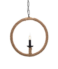 Κρεμαστό Φωτιστικό Οροφής Κύκλοι 1xE14 Ø460 Σχοινί-Μέταλλο Καφέ-Μαύρο ACA DECOR – 563461PCR