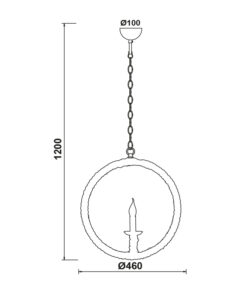 Κρεμαστό Φωτιστικό Οροφής Κύκλοι 1xE14 Ø460 Σχοινί-Μέταλλο Καφέ-Μαύρο ACA DECOR – 563461PCR