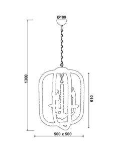 Κρεμαστό Φωτιστικό Οροφής Ορθογώνιο 5xE14 Σχοινί-Μέταλλο Καφέ-Μαύρο ACA DECOR – 563505PRT