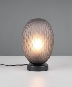 Πορτατιφ Μαύρο Ματ με Φιμέ Ανάγλυφο Γυαλί FACETTE 1x E27 Trio Lighting – 564200154