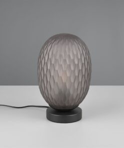 Πορτατιφ Μαύρο Ματ με Φιμέ Ανάγλυφο Γυαλί FACETTE 1x E27 Trio Lighting – 564200154