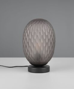 Πορτατιφ Μαύρο Ματ με Φιμέ Ανάγλυφο Γυαλί FACETTE 1x E27 Trio Lighting – 564200154