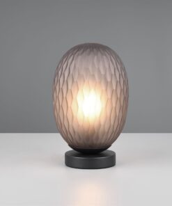 Πορτατιφ Μαύρο Ματ με Φιμέ Ανάγλυφο Γυαλί FACETTE 1x E27 Trio Lighting – 564200154