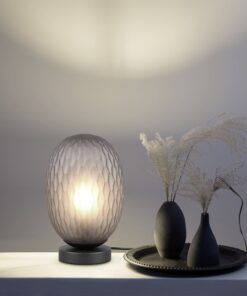 Πορτατιφ Μαύρο Ματ με Φιμέ Ανάγλυφο Γυαλί FACETTE 1x E27 Trio Lighting – 564200154