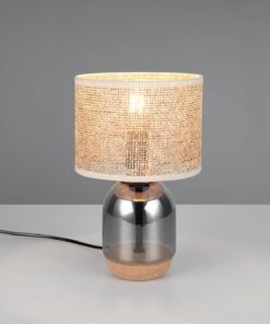 Πορτατίφ με Γυαλινο Σώμα & Μπεζ Ψάθινο Αμπαζούρ Φ20 TARA 1x E27 Trio Lighting – 564900157