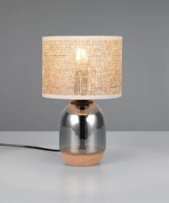 Πορτατίφ με Γυαλινο Σώμα & Μπεζ Ψάθινο Αμπαζούρ Φ20 TARA 1x E27 Trio Lighting – 564900157