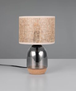 Πορτατίφ με Γυαλινο Σώμα & Μπεζ Ψάθινο Αμπαζούρ Φ20 TARA 1x E27 Trio Lighting – 564900157