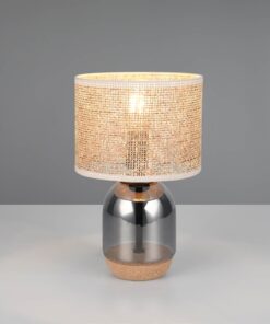 Πορτατίφ με Γυαλινο Σώμα & Μπεζ Ψάθινο Αμπαζούρ Φ20 TARA 1x E27 Trio Lighting – 564900157