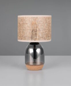 Πορτατίφ με Γυαλινο Σώμα & Μπεζ Ψάθινο Αμπαζούρ Φ20 TARA 1x E27 Trio Lighting – 564900157