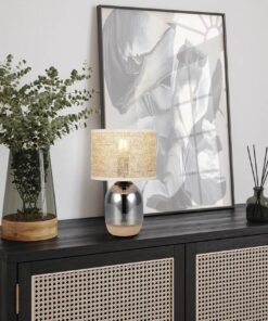 Πορτατίφ με Γυαλινο Σώμα & Μπεζ Ψάθινο Αμπαζούρ Φ20 TARA 1x E27 Trio Lighting – 564900157