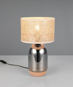 Πορτατίφ με Γυαλινο Σώμα & Μπεζ Ψάθινο Αμπαζούρ Φ25 TARA 1x E27 Trio Lighting – 564990157