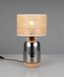 Πορτατίφ με Γυαλινο Σώμα & Μπεζ Ψάθινο Αμπαζούρ Φ25 TARA 1x E27 Trio Lighting – 564990157