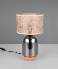 Πορτατίφ με Γυαλινο Σώμα & Μπεζ Ψάθινο Αμπαζούρ Φ25 TARA 1x E27 Trio Lighting – 564990157