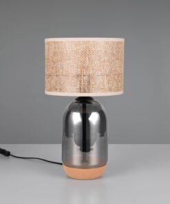 Πορτατίφ με Γυαλινο Σώμα & Μπεζ Ψάθινο Αμπαζούρ Φ25 TARA 1x E27 Trio Lighting – 564990157