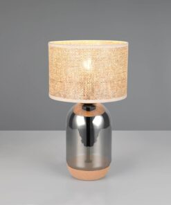 Πορτατίφ με Γυαλινο Σώμα & Μπεζ Ψάθινο Αμπαζούρ Φ25 TARA 1x E27 Trio Lighting – 564990157