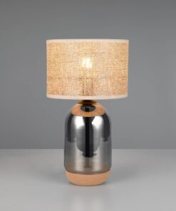 Πορτατίφ με Γυαλινο Σώμα & Μπεζ Ψάθινο Αμπαζούρ Φ25 TARA 1x E27 Trio Lighting – 564990157