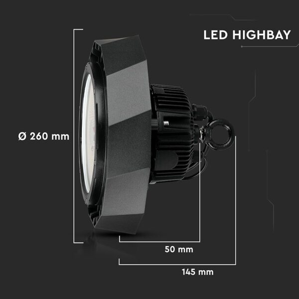LED Καμπάνα Μαύρη 100W V-TAC PRO Samsung Chip 120° 18000lm IP65 Τροφοδοτικό Meanwell Ψυχρό 6400K – 567