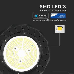 LED Καμπάνα Μαύρη 100W V-TAC PRO Samsung Chip 120° 18000lm IP65 Τροφοδοτικό Meanwell Ψυχρό 6400K – 567