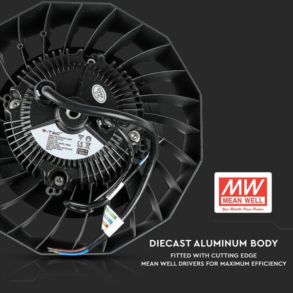 LED Καμπάνα Μαύρη 100W V-TAC PRO Samsung Chip 120° 18000lm IP65 Τροφοδοτικό Meanwell Ψυχρό 6400K – 567