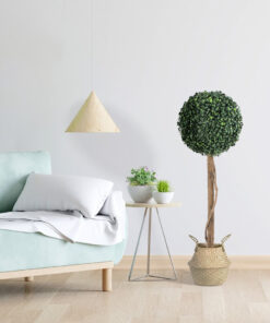 GloboStar® Artificial Garden IBIZA 20195 Διακοσμητικό Ψάθινο Καλάθι – Κασπώ Γλάστρα – Flower Pot Μπεζ Π23cm x Υ30cm