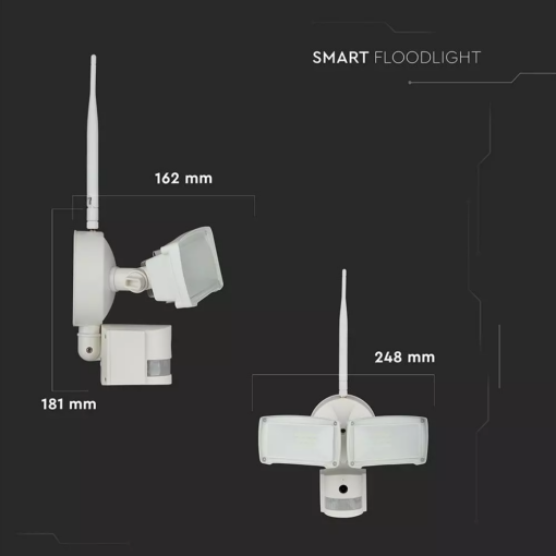 Προβολέας LED με ανιχνευτή Wi-Fi 18W Ψυχρό λευκό 6000K Λευκό σώμα V-TAC – 5745